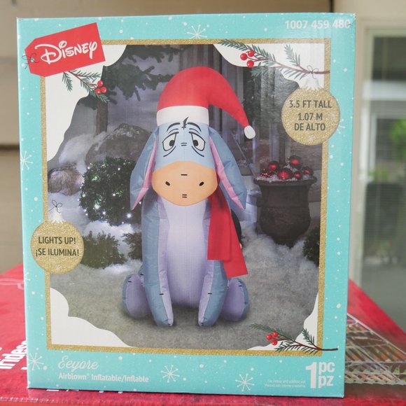 3.5 Ft Eeyore Donkey LED Airblown Inflatable Christmas Light Up Yard Gemmy NEW - Picture 4 of 6